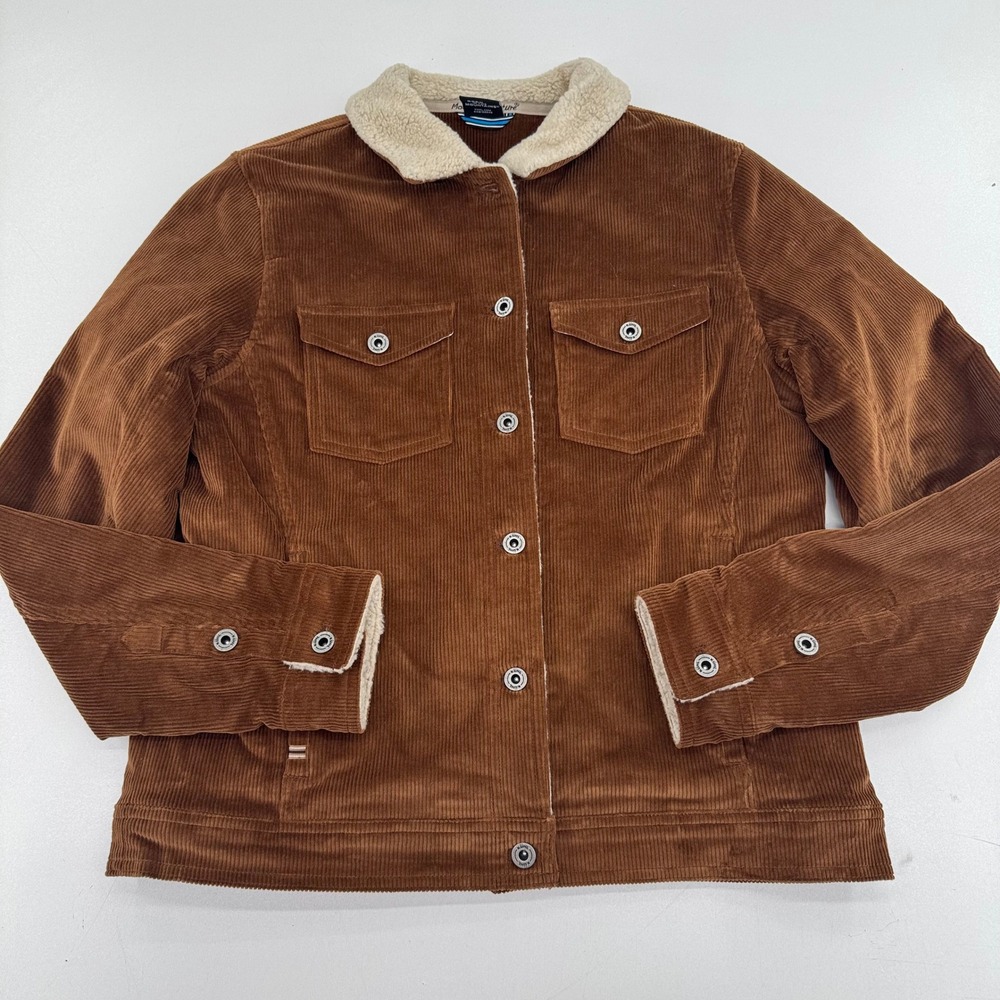 Kuhl Joyrydr Corduroy Sherpa Lined Jacket Brown Womens Medium Quilted Lined Coat - Picture 2 of 11
